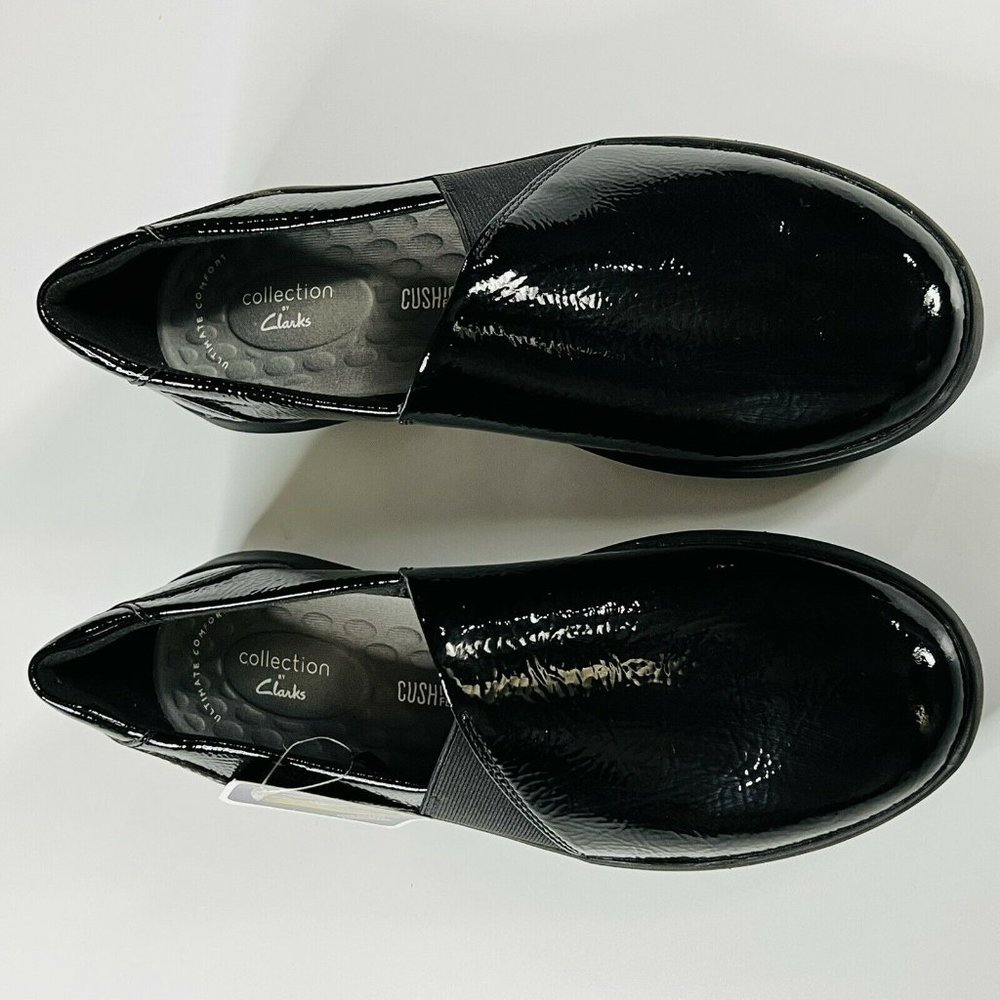 Clarks Collection Kaleigh Step Leather Suede Slip On Shoes Black US Women's 9 M